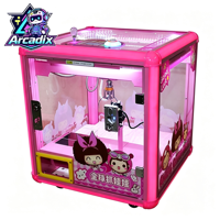 Mini Machine à griffes Magic Cube entièrement transparente avec paiement par pièces et code QR, attrapeur de peluches, jeu d'arcade de table