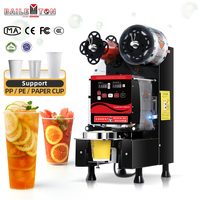 Machine de scellage automatique de gobelets Baiwin 500-600 gobelets/h, scelleuse électrique pour gobelets en papier et en plastique 90/95mm pour thé au lait à bulles et café