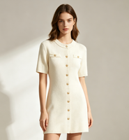Robe pull en tricot de polyester pour femmes, style classique vintage avec dentelle, tenue décontractée pour l'automne et l'hiver, mode féminine