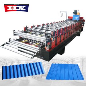 Hete Verkoop Sa Dubbele Lagen Geglazuurde Trapeziumvormige Gegolfde Aluminium Dakplaat Metalen Paneeltegel Maken Rolvormmachine - Product Image 3
