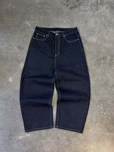 Jeans japonais sur mesure pour hommes <span class=keywords><strong>avec</strong></span> cristaux ou motif <span class=keywords><strong>croix</strong></span> bleue sur pantalon en denim brut - Product Image 3