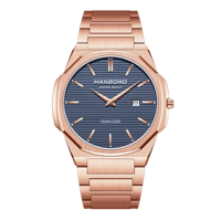 Montre-bracelet pour homme en acier inoxydable rose doré, mouvement japonais, étanche 10 ATM, montre-bracelet à quartz pour homme, montre de business pour homme