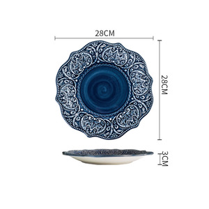 Service de <span class=keywords><strong>vaisselle</strong></span> en céramique de Style <span class=keywords><strong>Baroque</strong></span> Vintage, ensemble d'assiettes et bols en porcelaine - Product Image 6