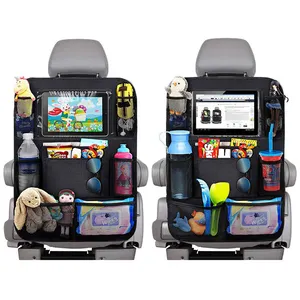 带触摸屏平板电脑支架的汽车后座保护器踢垫儿童旅行储物袋