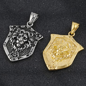 Collar de Acero Inoxidable con Colgante de Escudo de León, Estilo Hip Hop, Punk, para Hombre, Joyería Masculina - Product Image 4