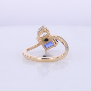 Starsgem Toi Et Moi <b>Ring</b> Solid <b>Gold</b> 18K Yellow Solid <b>Gold</b> Color Lab Grown diamond and Lab grown Gemstone <b>Ring</b> - Product Image 4