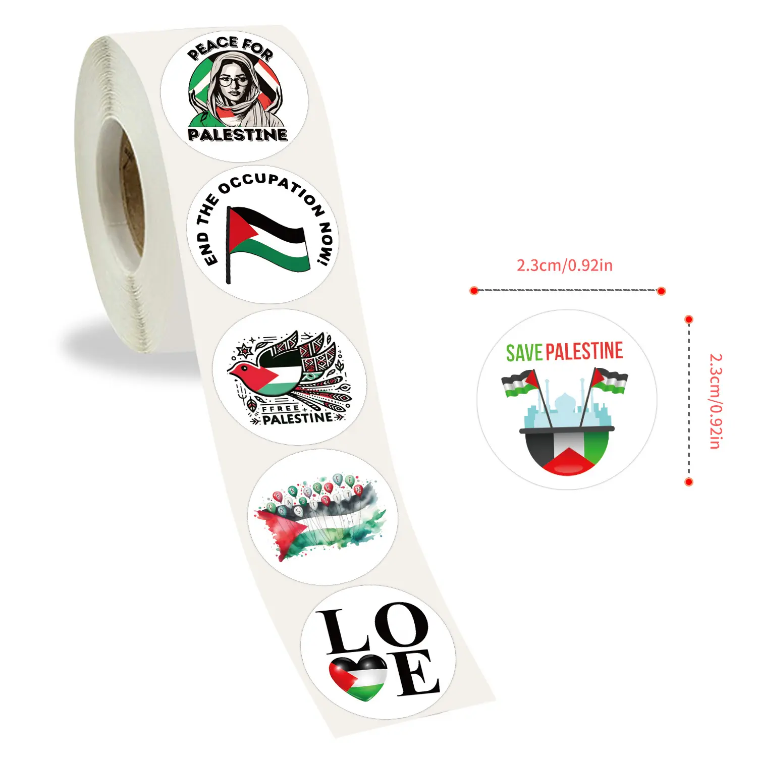 500 Pcs/cuộn điện thoại trường hợp ván trượt máy tính xách tay trang trí palestin xe Sticker dán cờ