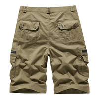 Shorts cargo rétro américains pour hommes, longueur mi-genou, en coton lavé, multi-poches, style salopette