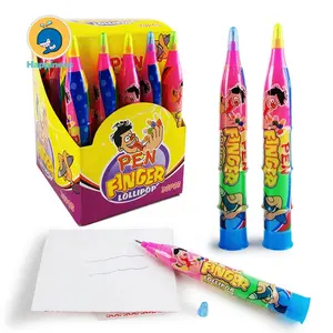 Bolígrafo colorido con forma de dedo, piruleta, caramelo