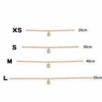 Woobulsland Collier pour chien et chat avec signe de dollar en cristal, plaqué or, léger, réglable, 4 tailles (XS-50 cm)