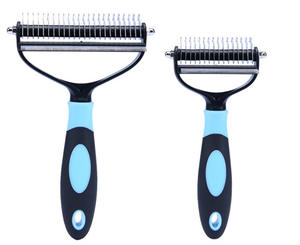 Strumento per la pulizia dell'animale domestico 2 In 1 depilazione a nodo aperto eliminatore di <span class=keywords><strong>peli</strong></span> di cane pettine per animali domestici <span class=keywords><strong>spazzola</strong></span> per animali domestici In acciaio inossidabile - Product Image 6