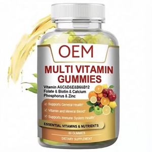 Bonbons Gommeux Multivitaminés Santé et Alimentation : Vitamines C, D, E, B6, Zn – Améliore l'Immunité, Saveur Fruitée, pour Personnes Âgées et d'Âge Moyen, 60 Unités, Durée de Conservation 24 Mois - Product Image 1