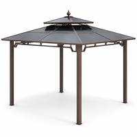 Gazebo de jardin résistant aux chocs 12*12 pieds pour cour arrière, facile à assembler, imperméable, résistant à la pluie, design pare-soleil, moustiquaire