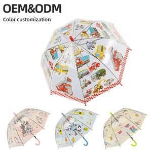 Parapluie transparent pour enfants à long manche, motif dessin animé, en POE, vente en gros d'usine, idéal pour la rentrée scolaire - Product Image 1