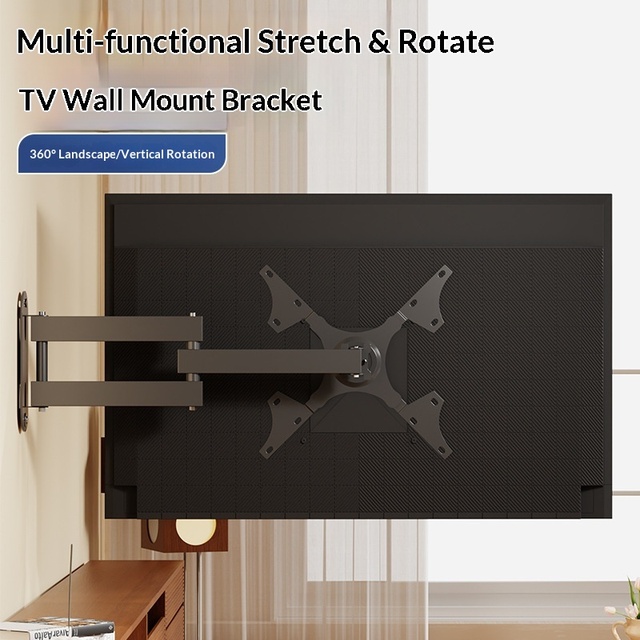 Universal TV Mount Computer LCD Monitor Stand Wall-Mounted Rotatable Retractable Adjustable Door Rack