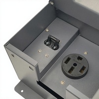 Caja de Conexión Eléctrica para RV de 50A IP44 con Interruptor NEMA 14-50R 125/250V, Carcasa Resistente a la Intemperie para Remolque o Barco, PC Ignífugo