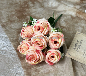 Fiori decorativi per la casa fiori artificiali 7 rami rosa <span class=keywords><strong>primavera</strong></span> rosa per la decorazione di nozze - Product Image 4