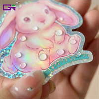 Etiquetas Adhesivas Holográficas con Logotipo Personalizado, Recortadas, con Efecto Brillante de Arcoíris, con Diseño de Puntos o Pixies