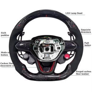 Volant en Fibre de Carbone Forgé avec LED en Cuir Sport avec Bouton de Klaxon pour Volkswagen <span class=keywords><strong>Golf</strong></span> 7/7.<span class=keywords><strong>5</strong></span> GTI/<span class=keywords><strong>GTD</strong></span>/GTE/R Polo GTI Tiguan - Product Image 3