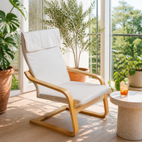 Fauteuil de loisirs en bois massif courbé, style nordique moderne du milieu du siècle, populaire pour les salons, mobilier de maison, siège moelleux de haute qualité