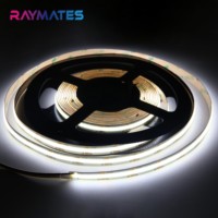 Bande LED COB double blanc dimmable Raymates 2700-6500K CCT, lumière réglable, 608 LED/m, 12V 24V 12W/M, 8mm pour salons, chambres