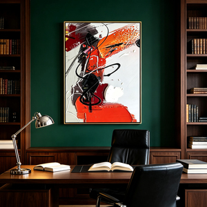 <span class=keywords><strong>Peinture</strong></span> murale <span class=keywords><strong>abstraite</strong></span> verticale professionnelle sur toile, nature morte, peinte à la main, <span class=keywords><strong>rouge</strong></span> et <span class=keywords><strong>noir</strong></span>, impasto, sans cadre, pour décoration intérieure moderne - Product Image 2
