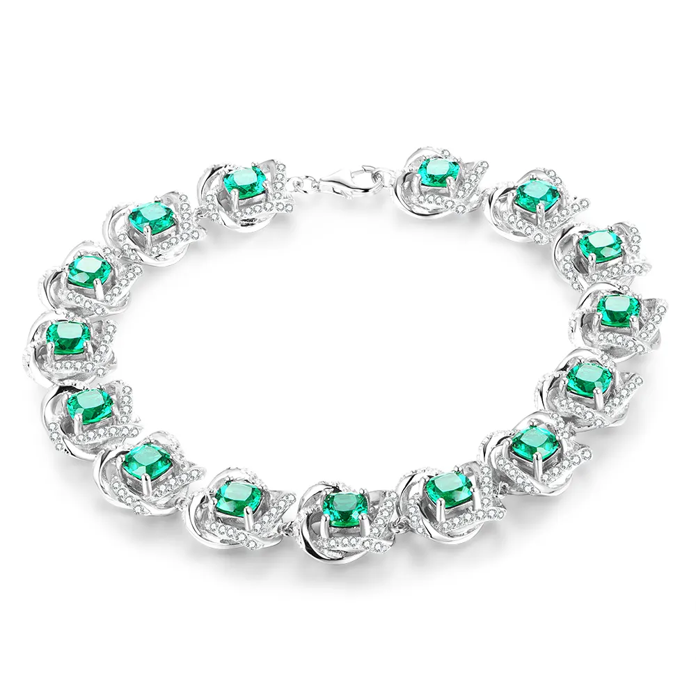 Bracelet de Tennis émeraude pour femme, en forme d'oreillers, avec pierres précieuses artificielles CZ blanches, cadeau idéal, 50%