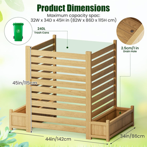 Jardinière carrée <span class=keywords><strong>en</strong></span> bois avec treillis, écran d'intimité pour jardin, bac à plantes avec trous de drainage, durable, écologique, pour plantes grimpantes et fleurs - Product Image 3
