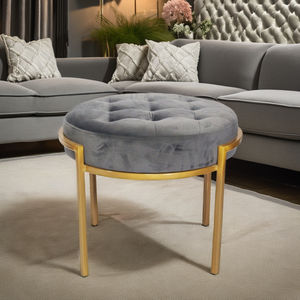 Tabouret moderne en daim gris pour la maison, appartement, hall, école, <span class=keywords><strong>chaise</strong></span> de loisirs de luxe <span class=keywords><strong>Amazon</strong></span> Offre Spéciale meubles pour le salon et la chambre à coucher - Product Image 1