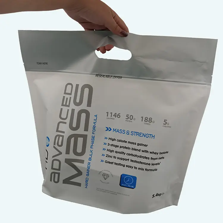 5,4 kg 2,5 kg 5kg 1kg masa orgánica proteína de suero de leche en polvo alimentos Stand Up bolsas embalaje de plástico resellable cremallera bolsas de proteína de suero de leche