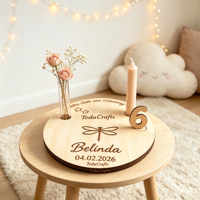 Dragonfly CustomWood Cadeau Fête des Mères OEM ODM Plaque Anniversaire 2-4 Ans Nom Âge Numéro Vase Porte-bougie Logo Personnalisé