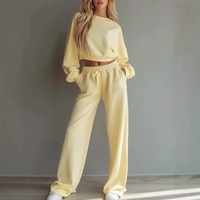 Nouvel ensemble décontracté automne-hiver : sweat-shirt à manches courtes et pantalon large