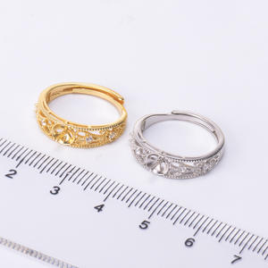 Anneau en argent S925 à faire soi-même avec perles, accessoire de mode pour femmes, perles de 6 à 8 mm avec support vide 10374 pour accessoires assortis - Product Image 2