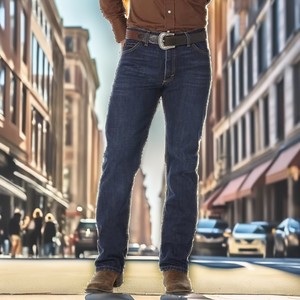 Jeans de Mezclilla para Hombre, Corte Recto, Lavado Oscuro, Algodón de Peso Medio, Corte Regular, Estilo Casual, para Otoño - Product Image 2