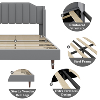 Meubles modernes de chambre à coucher d'hôtel Kainice Cadre de lit en velours et bois double de taille Base de lit King fendue et ajustable