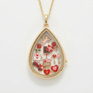 Collar con Colgante de Caja de Fotos Transparente Personalizada, Ajustable, con Dijes de Oro de 18k, Colección de San Valentín - Product Image 1