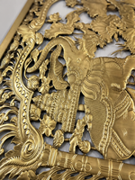 Panneau mural en aluminium gravé CNC de style chinois personnalisé avec un motif d'éléphant et de lotus