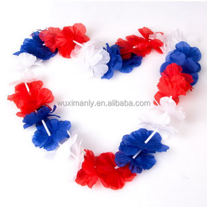 Collana e Fascia <span class=keywords><strong>per</strong></span> Capelli con Fiori in Tessuto Ecologico Francia 2026, Accessori Colorati <span class=keywords><strong>per</strong></span> Tifosi di Calcio - Product Image 1
