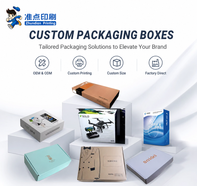 Custom Logo Recyclable Smooth Surface FUll Color Printing Hard Fold Packaging Corrugated Box for 3c Digital Retail