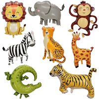 Ensemble de ballons en aluminium sur le thème des animaux de la savane : Lion, Éléphant, Zèbre, Girafe, Abeille, Insectes – Idéal pour les fournitures de fête d'anniversaire pour enfants – Vente en gros