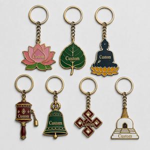 Porte-clés personnalisés en gros sur le thème bouddhiste, anneau de méditation zen, porte-bonheur, souvenir de temple, cadeaux de boutique, porte-clés - Product Image 1