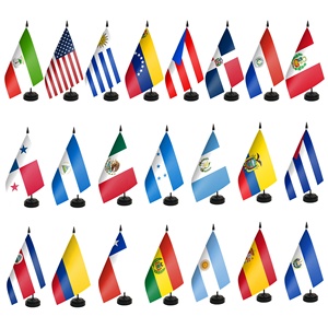 Meistverkaufte 22 Spanischsprachige Länder Mini-Tischflaggen 14x21cm, Hispanic Heritage Month Latino Schreibtischflaggen-Set mit Standfuß - Product Image 1
