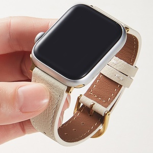 Upro Litchi Pattern Top grain Genuine Leather Watch Band for apple Watch Series 10 9 8 Luxury Slim Tapered Watch Strap - Product Image 3