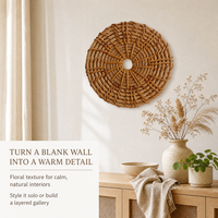 Décoration murale élégante en rotin tressé en forme de soleil pour entrée