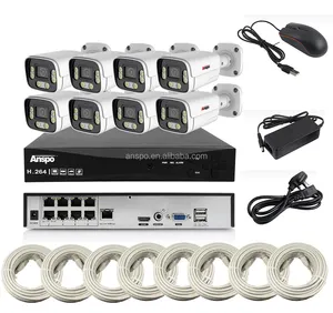 Caméra CCTV POE IP couleur 5MP kit NVR POE 8CH système de vidéosurveillance de sécurité à reconnaissance faciale 8 canaux