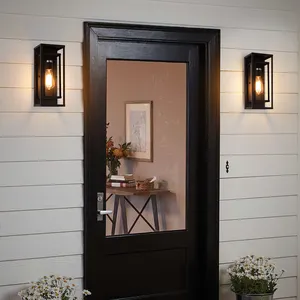 ETL Listed 14" Classic Outdoor Wall Sconce Rectangular Metal Frame And Clear Glass Shade Waterproof Porch Light Patio Light