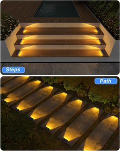 <span class=keywords><strong>New</strong></span> 4 gói ngoài trời IP68 không thấm nước độ sáng cao cầu thang đèn với ống kính trang trí nội thất chiếu sáng cho vườn đường dẫn năng lượng mặt trời bước đèn PC - Product Image 2
