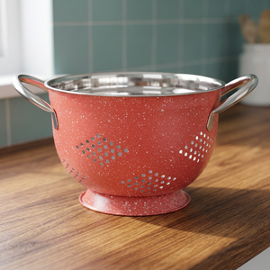 Passoire de cuisine en métal rouge Euro Sparkle Panier rond Tamis à légumes en acier inoxydable - Product Image 3