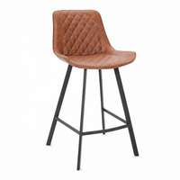 Tabouret de bar moderne et élégant avec structure en fer, stable et durable, siège en cuir pour hôtel, salle à manger, salon, bar à domicile