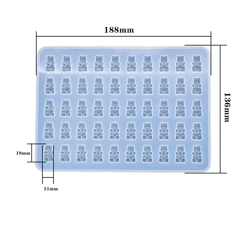 Khuôn Silicon Gấu Gummy Dễ Thương 50 Khay Silicone Để Làm Bánh Kẹo Sô Cô La Ice Jelly